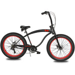 Micargi Slugo SS 26"*4.0" Fat Tire Beach Cruiser Bike with red rims