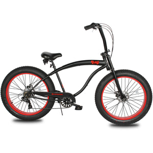 Micargi Slugo SS 26"*4.0" Fat Tire Beach Cruiser Bike with red rims