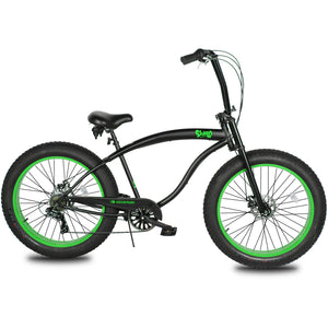 Micargi Slugo SS 26"*4.0" Fat Tire Beach Cruiser Bike with green rims