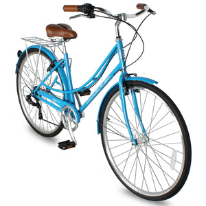 Side view of Micargi MIXE V7 700C City Beach Cruiser Bicycle 7-speed in blue
