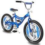 Side view of Micargi Dragon 20-Inch Kids Bike in blue coaster brake