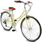 Side view of Micargi Roasca Step Through 700C Hybrid City Bikes 7 Speed with rack