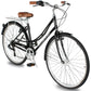 Side view of Micargi MIXE V7 700C City Beach Cruiser Bike with rack 7-speed black