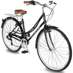 Side view of Micargi MIXE V7 700C City Beach Cruiser Bike with rack 7-speed black