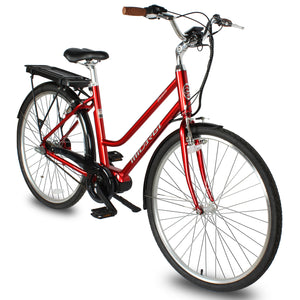 Micargi Lumia 250W City Electric Bike in red