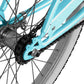 Close up of Micargi Pantera Women's Beach Cruiser Bike 1 Speed sturdy spoke and hub in blue