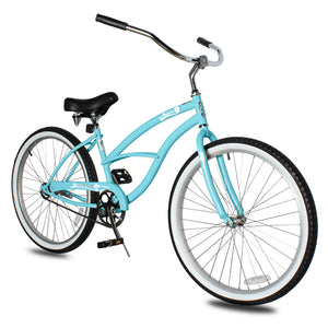 Side view of Micargi Pantera Women's Beach Cruiser Bike 26 inch 1 Speed in blue