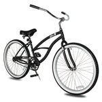 Close up of Micargi Pantera Women's Beach Bike 26 inch cruiser handlebar in black