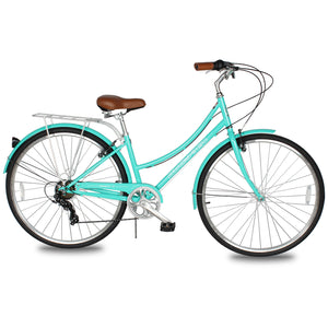 Micargi Roasca Step Through 700C Hybrid City Bikes 7 Speed in green