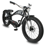 Side view of Micargi Cyclone 26" 48V 500W Electric Fat Tire Beach Cruiser bike with triple tree fork