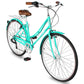 Side view of Micargi MIXE V7 700C City Beach Cruiser Bike with rack 7-speed in green