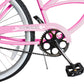 Close up of Micargi Pantera Women's Beach cruiser Bike sturdy cranset 1 Speed in pink