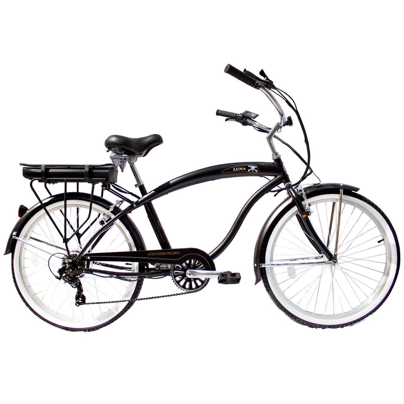 Micargi Luna 26" Cruiser 350W Electric Bike in black 2.125' tire