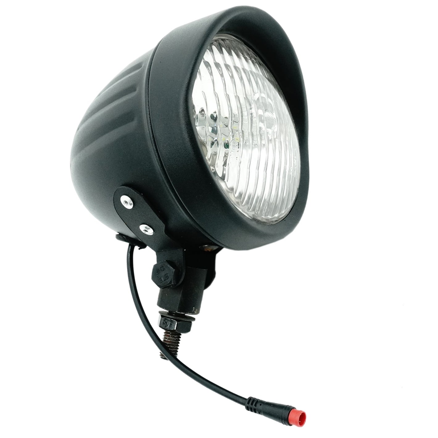 side view of Micargi Headlight Chrome Vintage LED Bike 12V-48V black